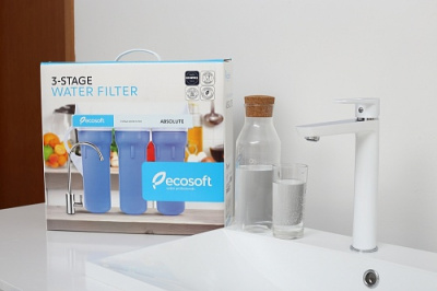 Проточный питьевой фильтр Ecosoft Absolute от жесткости и железа фото в интернет-магазине Уралфильтр UralFilter