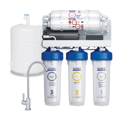 Система обратного осмоса БАРЬЕР ПРОФИ Осмо 100 Boost M фото в интернет-магазине Уралфильтр UralFilter